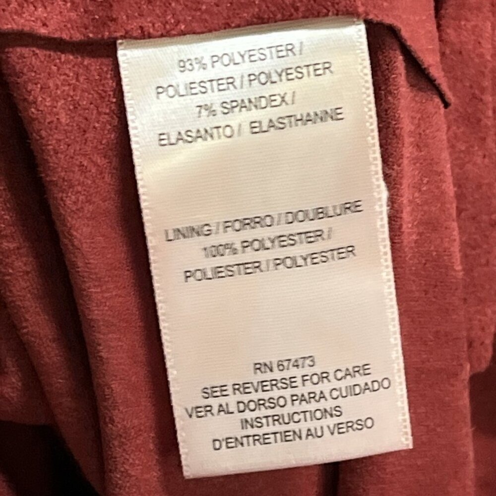 Taylor Dress Red Faux Suede Mock Neck Sleeveless Asymmetric Midi Size 10 Event - Picture 5 of 10
